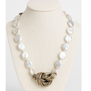 E&L Sterling Silver Electroform Necklace Genuine Baroque Pearls Israel 16' long